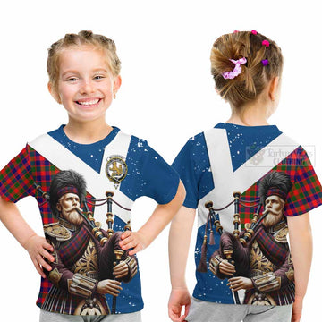 MacGowan (McGowan) Tartan Kid T-Shirt with Family Crest Scottish Bagpiper Vibes - Tartan Vibes Clothing