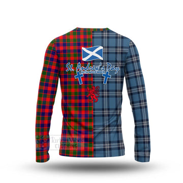 MacGowan (McGowan) Tartan Long Sleeve T-Shirt Happy St. Andrew's Day Half Tartan Style - Tartan Vibes Clothing
