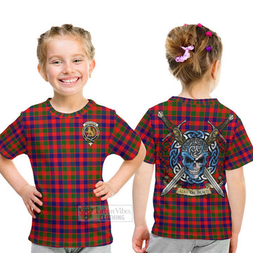 MacGowan (McGowan) Tartan Kid T-Shirt with Family Crest Celtic Skull Style - Tartan Vibes Clothing