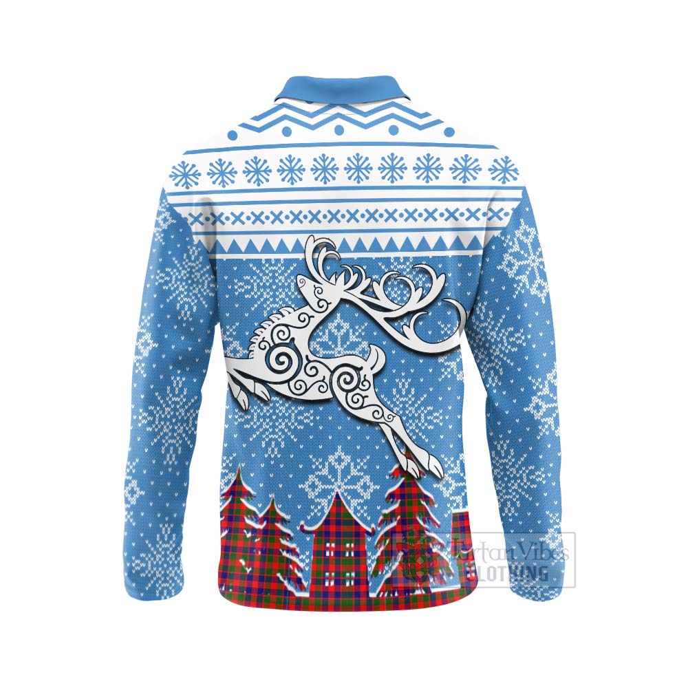 MacGowan (McGowan) Clan Christmas Long Sleeve Polo Shirt Celtic Reindeer Style - Tartan Vibes Clothing