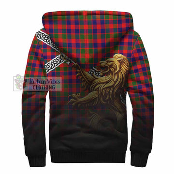 Tartan Vibes Clothing MacGowan (McGowan) Crest Tartan Sherpa Hoodie with Golden Lion Emblem Celtic Style