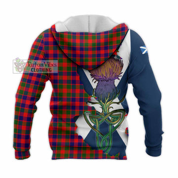 Tartan Vibes Clothing MacGowan (McGowan) Tartan Family Crest Knitted Hoodie Scottish Thistle Celtic Inspired