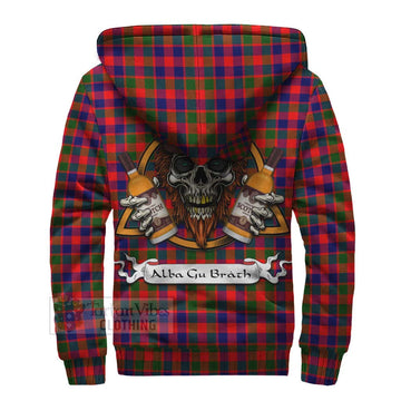 MacGowan (McGowan) Tartan Sherpa Hoodie with Family Crest and Bearded Skull Holding Bottles of Whiskey - Tartan Vibes Clothing