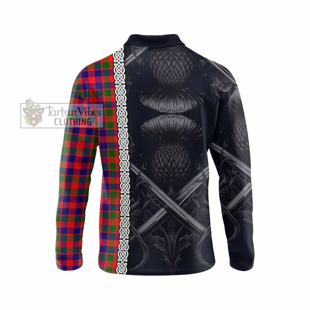 MacGowan (McGowan) Tartan Long Sleeve Polo Shirt with Family Crest Cross Sword Thistle Celtic Vibes - Tartan Vibes Clothing