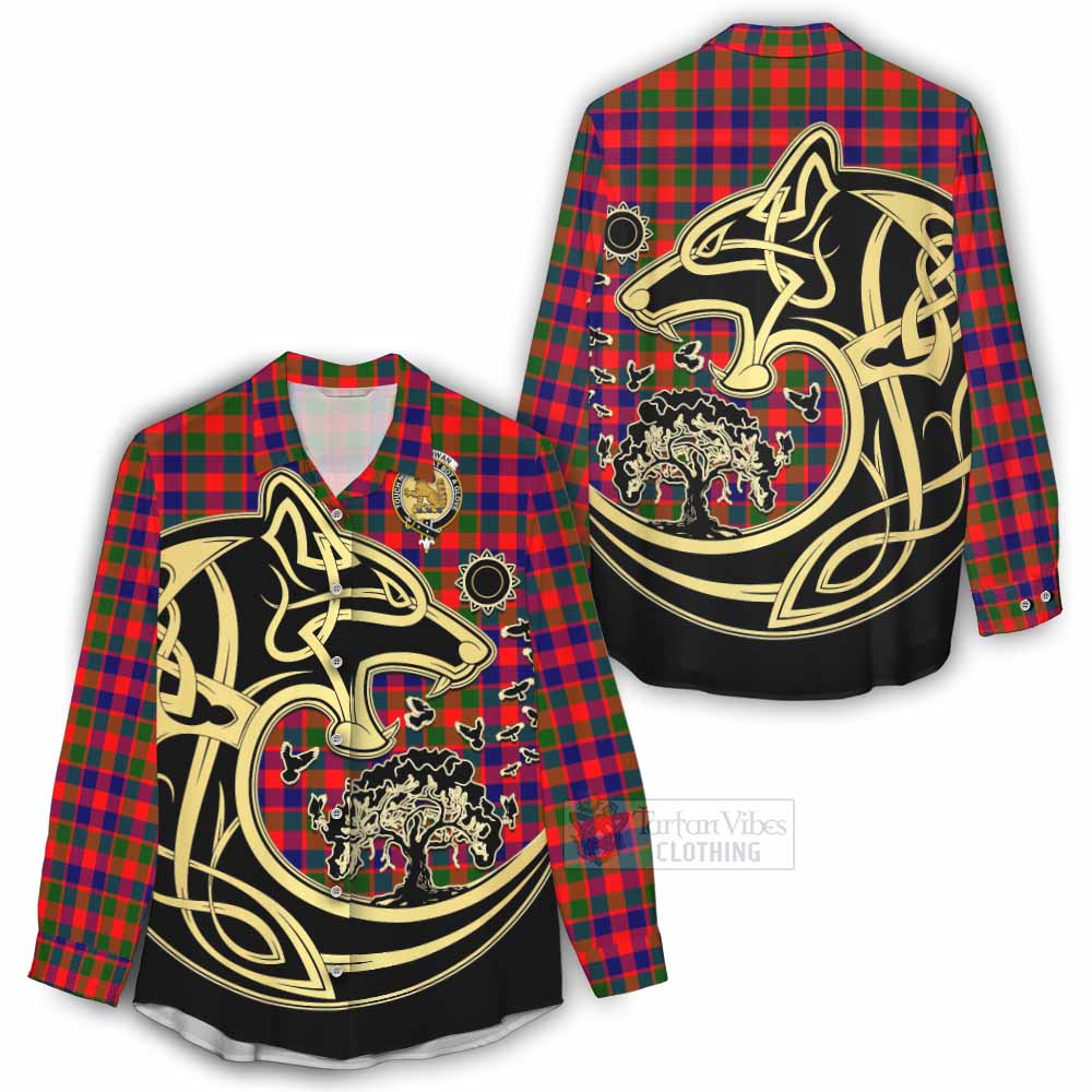 MacGowan (McGowan) Tartan Women's Casual Shirt with Family Crest Celtic Wolf Style - Tartan Vibes Clothing