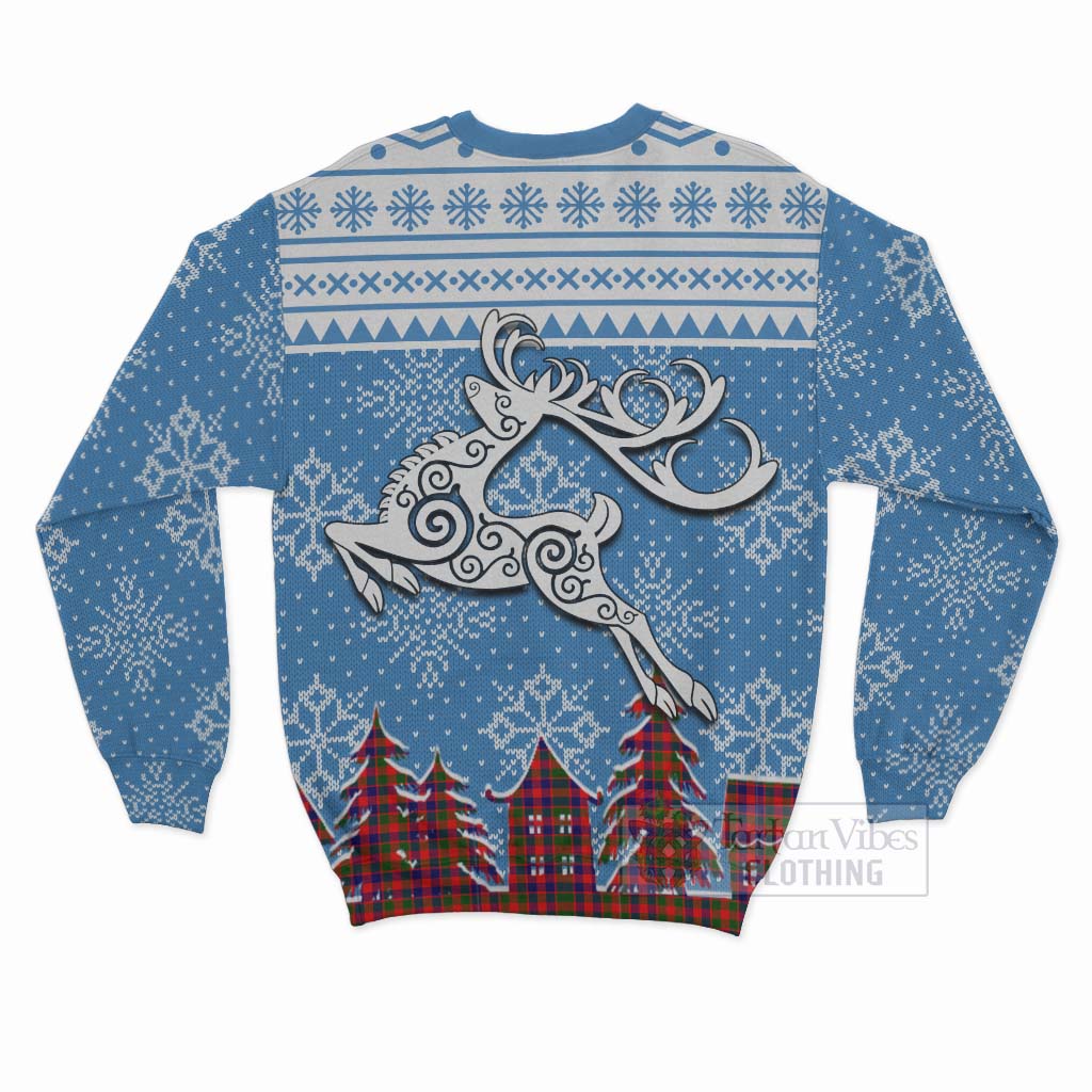 Tartan Vibes Clothing MacGowan (McGowan) Clan Christmas Sweatshirt Celtic Reindeer Style