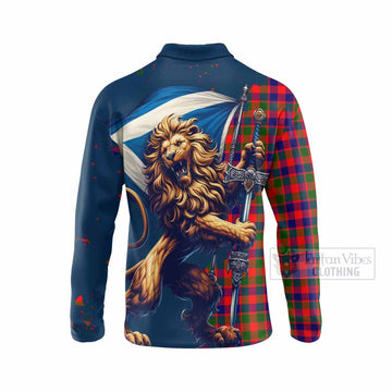 MacGowan (McGowan) Tartan Family Crest Long Sleeve Polo Shirt with Scottish Majestic Lion - Tartan Vibes Clothing