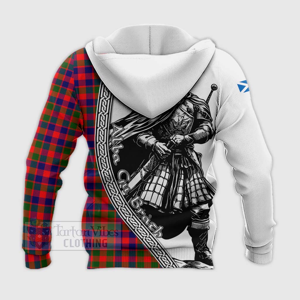 MacGowan (McGowan) Tartan Clan Crest Knitted Hoodie with Highlander Warrior Celtic Style - Tartan Vibes Clothing