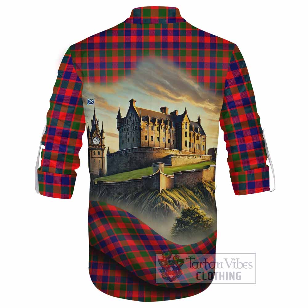 MacGowan (McGowan) Tartan Family Crest Ghillie Kilt Shirt with Scottish Ancient Castle Style - Tartan Vibes Clothing
