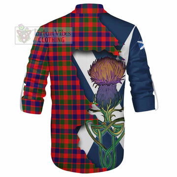 Tartan Vibes Clothing MacGowan (McGowan) Tartan Family Crest Ghillie Kilt Shirt Scottish Thistle Celtic Inspired