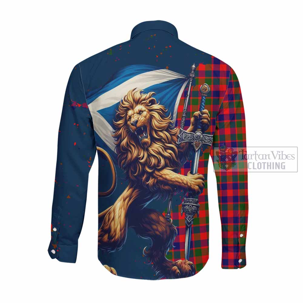 MacGowan (McGowan) Tartan Family Crest Long Sleeve Button Shirt with Scottish Majestic Lion Men's Shirt - Tartan Vibes Clothing