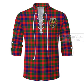 MacGowan (McGowan) Tartan Ghillie Kilt Shirt with Family Crest and Bearded Skull Holding Bottles of Whiskey - Tartan Vibes Clothing