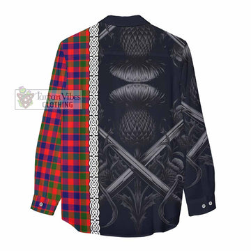 MacGowan (McGowan) Tartan Women's Casual Shirt with Family Crest Cross Sword Thistle Celtic Vibes - Tartan Vibes Clothing