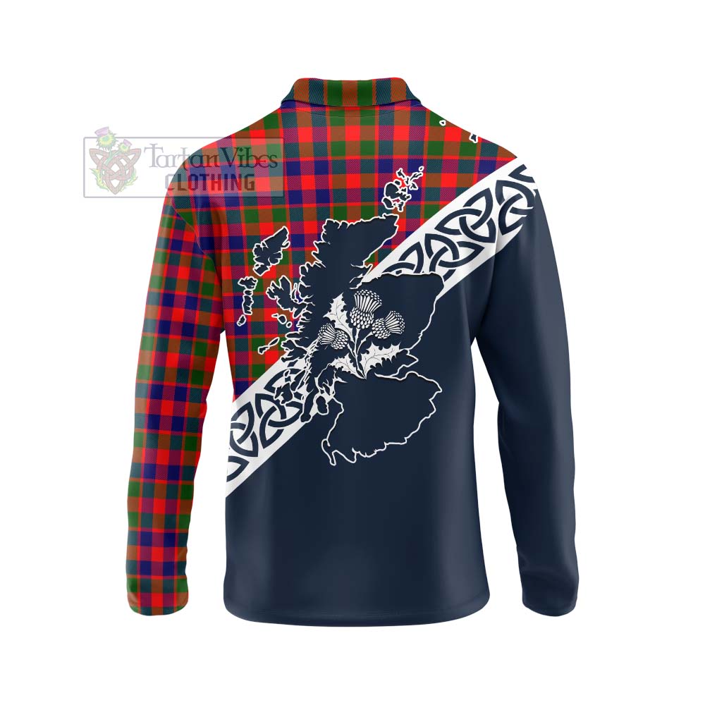 MacGowan (McGowan) Tartan Long Sleeve Polo Shirt Featuring Thistle and Scotland Map - Tartan Vibes Clothing
