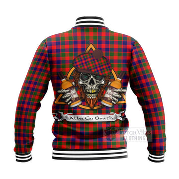 MacGowan (McGowan) Tartan Baseball Jacket with Family Crest and Bearded Skull Holding Bottles of Whiskey - Tartan Vibes Clothing