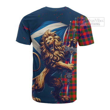 MacGowan (McGowan) Tartan Family Crest Cotton T-shirt with Scottish Majestic Lion - Tartan Vibes Clothing