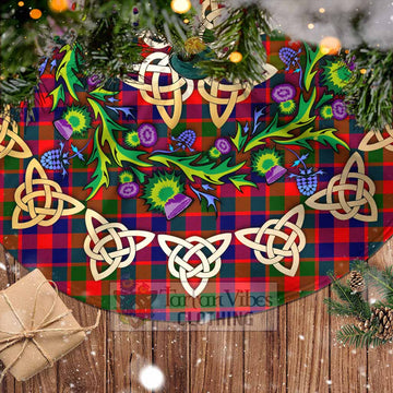 Tartan Vibes Clothing MacGowan (McGowan) Tartan Christmas Tree Skirt with Thistle Celtic Knot Style