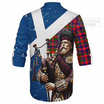 MacGowan (McGowan) Tartan Ghillie Kilt Shirt with Family Crest Scottish Bagpiper Vibes - Tartan Vibes Clothing