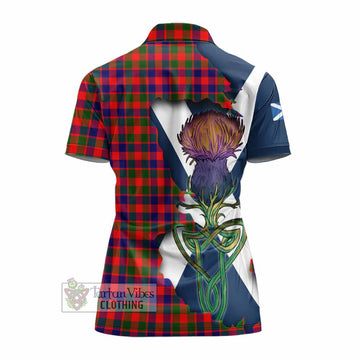 Tartan Vibes Clothing MacGowan (McGowan) Tartan Family Crest Women's Polo Shirt Scottish Thistle Celtic Inspired