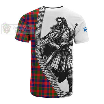MacGowan (McGowan) Tartan Clan Crest Cotton T-shirt with Highlander Warrior Celtic Style - Tartan Vibes Clothing