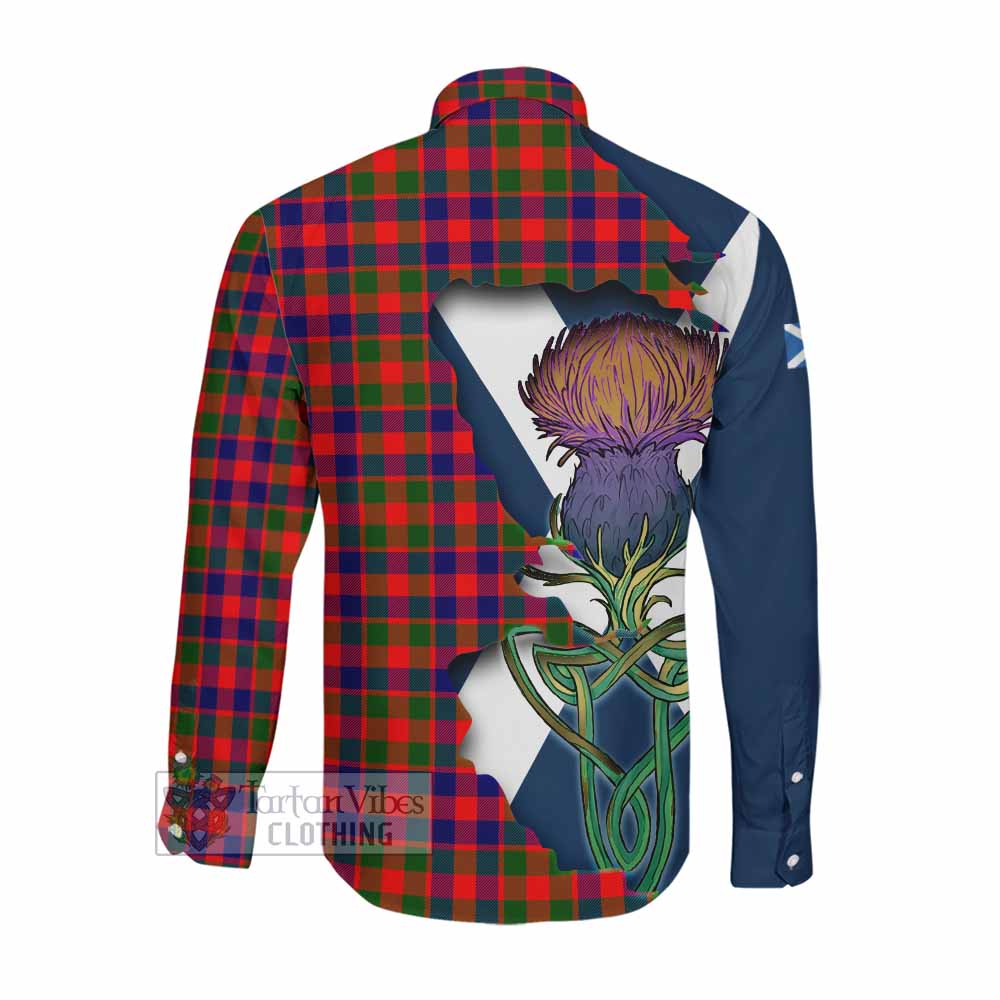 Tartan Vibes Clothing MacGowan (McGowan) Tartan Family Crest Long Sleeve Button Shirt Scottish Thistle Celtic Inspired