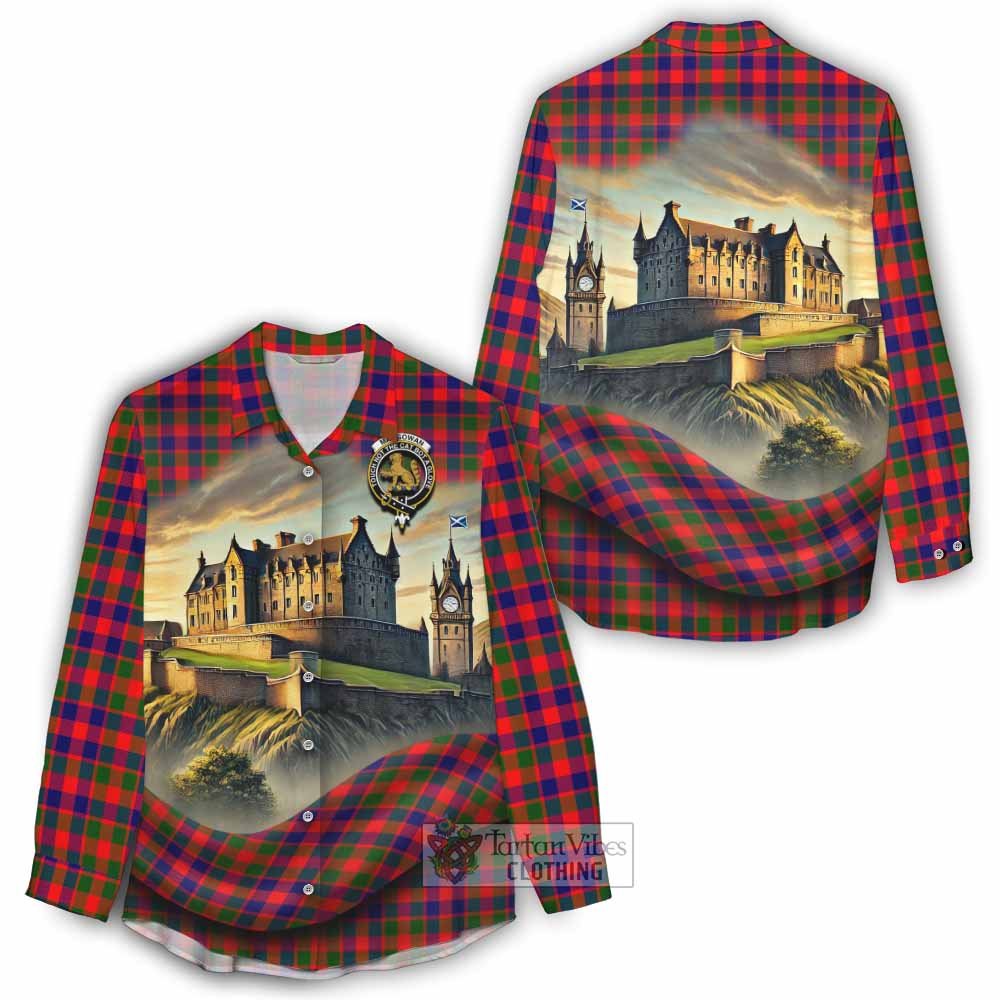 MacGowan (McGowan) Tartan Family Crest Women's Casual Shirt with Scottish Ancient Castle Style - Tartan Vibes Clothing