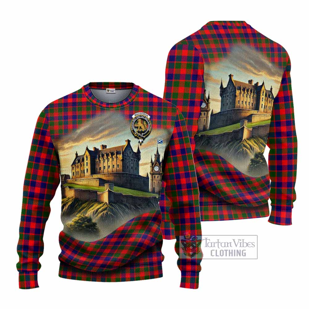 MacGowan (McGowan) Tartan Family Crest Knitted Sweater with Scottish Ancient Castle Style - Tartan Vibes Clothing