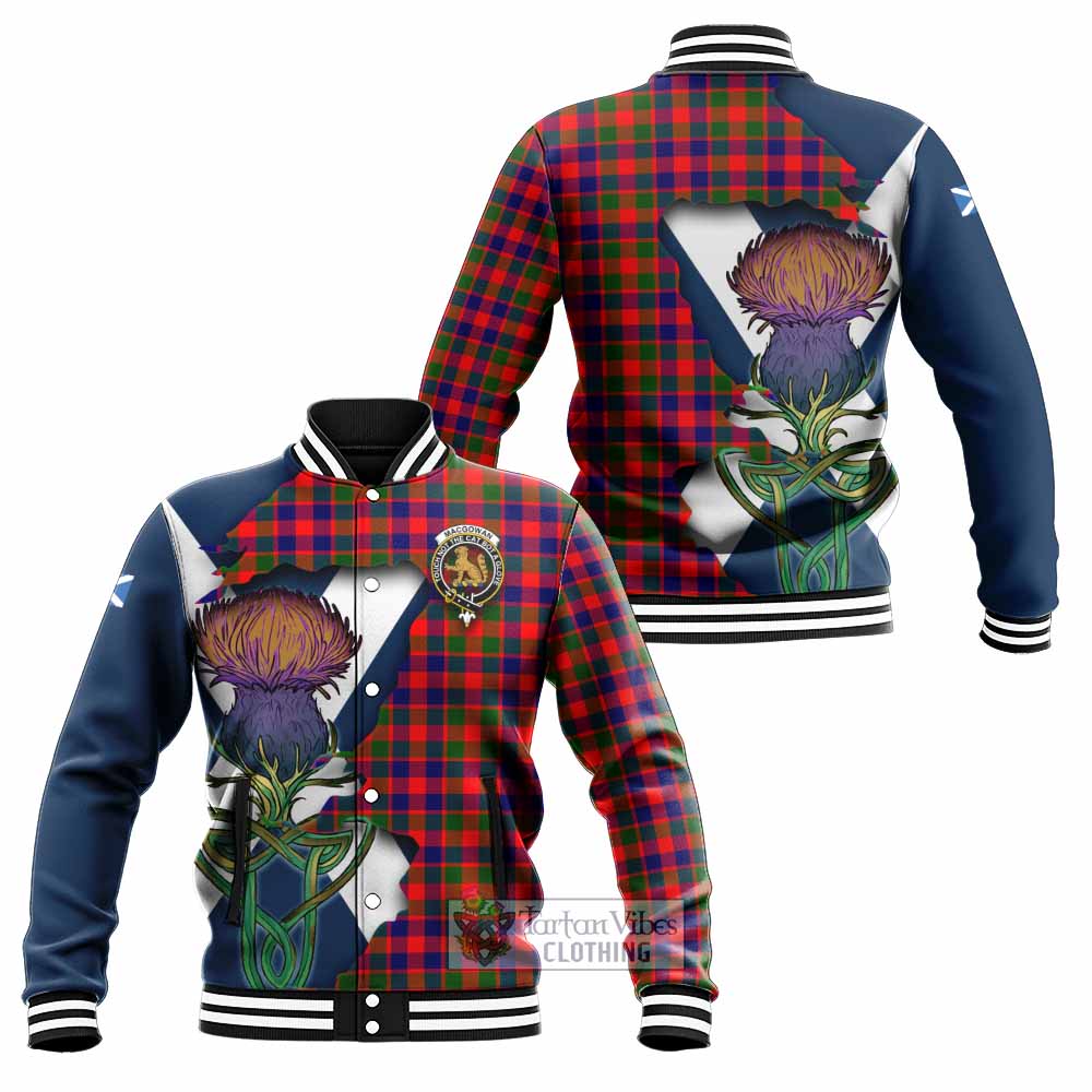Tartan Vibes Clothing MacGowan (McGowan) Tartan Family Crest Baseball Jacket Scottish Thistle Celtic Inspired
