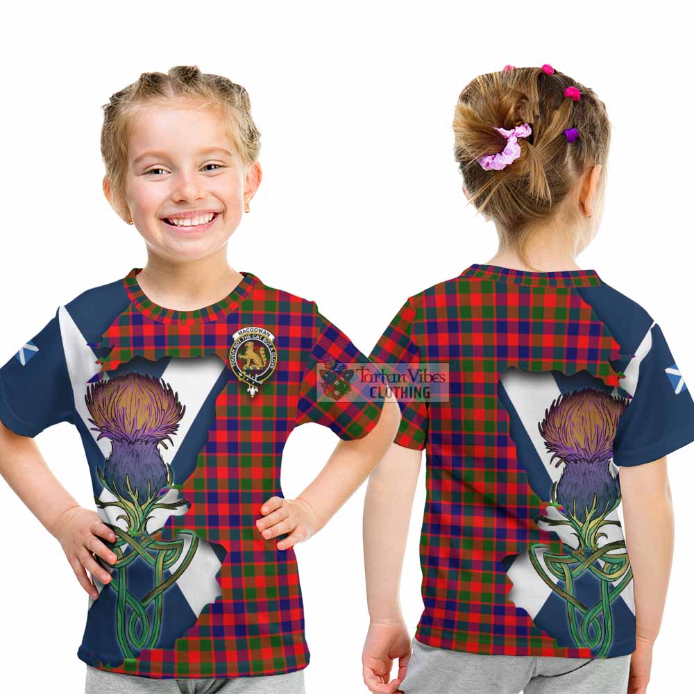 Tartan Vibes Clothing MacGowan (McGowan) Tartan Family Crest Kid T-Shirt Scottish Thistle Celtic Inspired