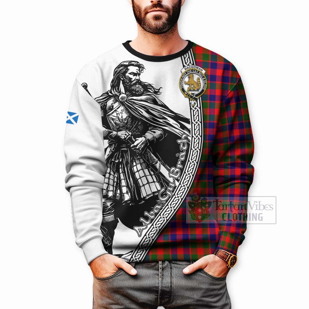 MacGowan (McGowan) Tartan Clan Crest Sweatshirt with Highlander Warrior Celtic Style - Tartan Vibes Clothing