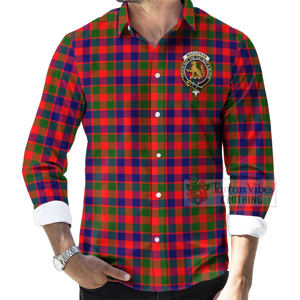 MacGowan (McGowan) Tartan Long Sleeve Button Shirt with Family Crest Celtic Skull Style - Tartan Vibes Clothing