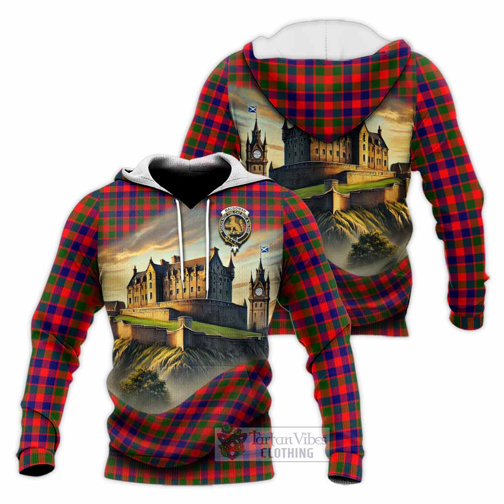 MacGowan (McGowan) Tartan Family Crest Knitted Hoodie with Scottish Ancient Castle Style - Tartan Vibes Clothing