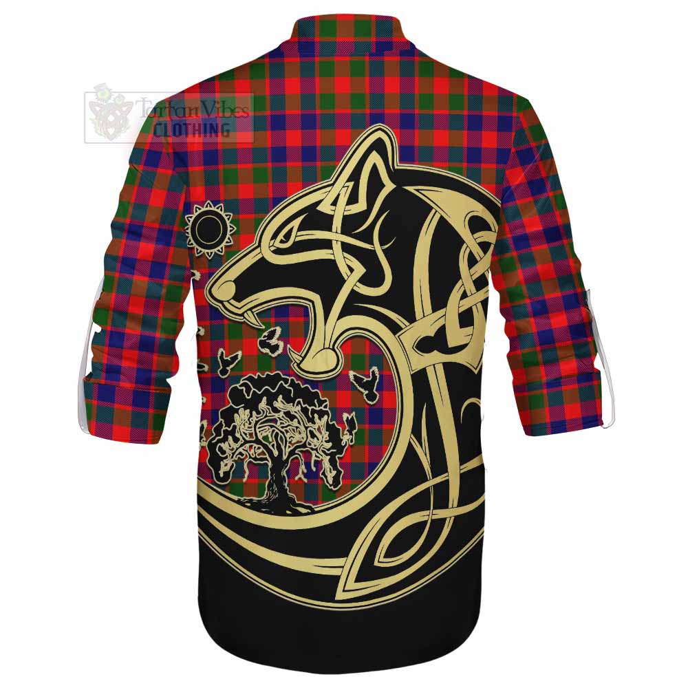MacGowan (McGowan) Tartan Ghillie Kilt Shirt with Family Crest Celtic Wolf Style - Tartan Vibes Clothing