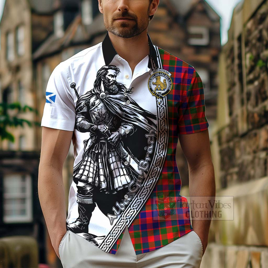 MacGowan (McGowan) Tartan Clan Crest Hawaiian Shirt with Highlander Warrior Celtic Style - Tartan Vibes Clothing
