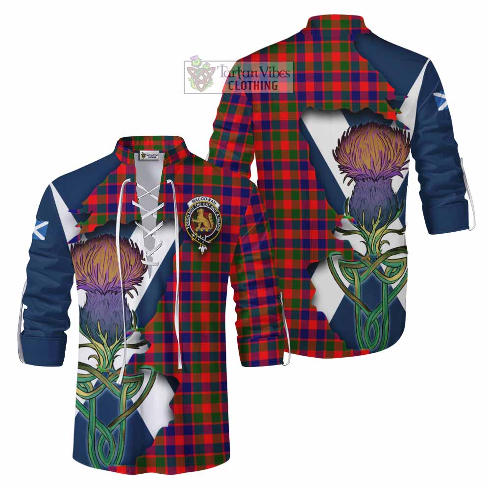 Tartan Vibes Clothing MacGowan (McGowan) Tartan Family Crest Ghillie Kilt Shirt Scottish Thistle Celtic Inspired