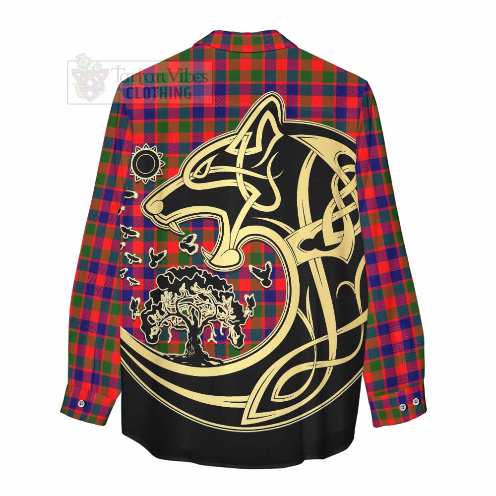 MacGowan (McGowan) Tartan Women's Casual Shirt with Family Crest Celtic Wolf Style - Tartan Vibes Clothing