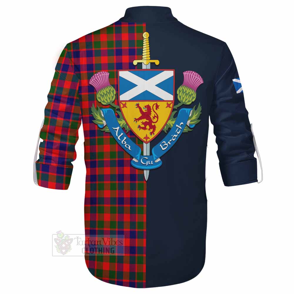 MacGowan (McGowan) Tartan Ghillie Kilt Shirt Alba with Scottish Lion Royal Arm Half Style - Tartan Vibes Clothing