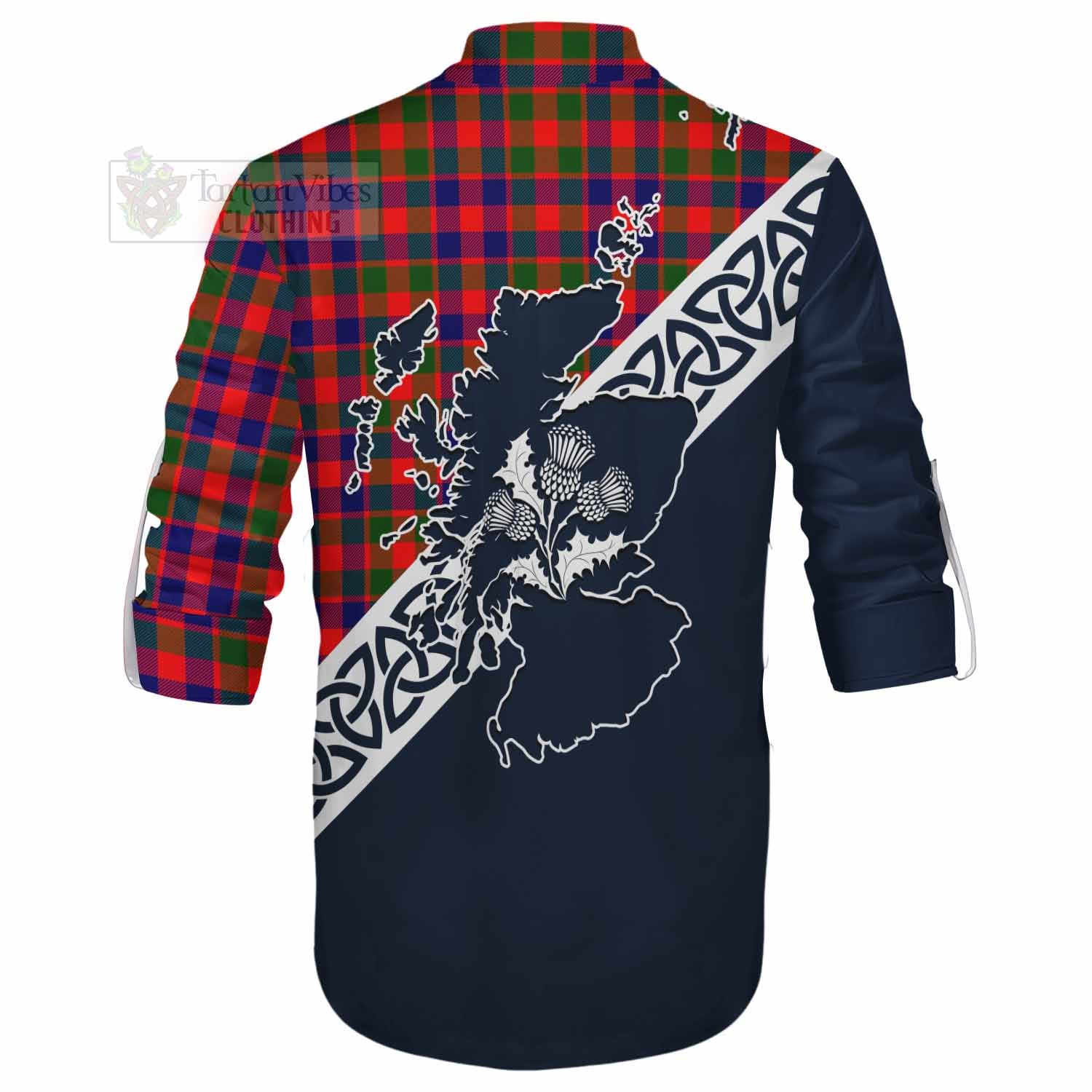 MacGowan (McGowan) Tartan Ghillie Kilt Shirt Featuring Thistle and Scotland Map - Tartan Vibes Clothing