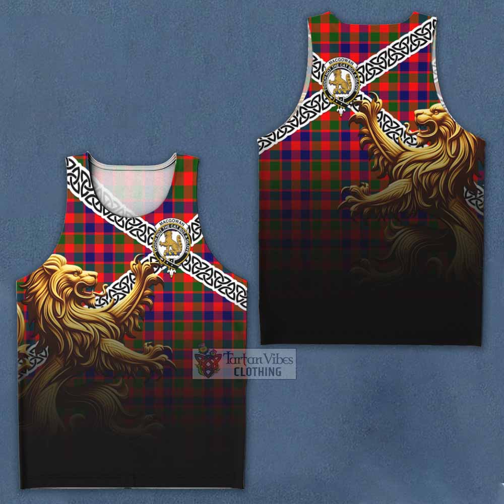 MacGowan (McGowan) Crest Tartan Men's Tank Top with Golden Lion Emblem Celtic Style - Tartan Vibes Clothing