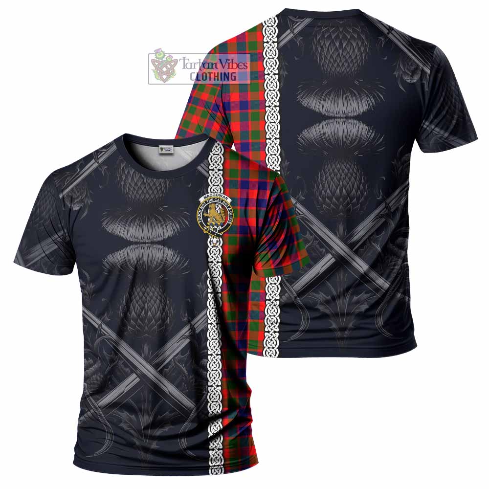 MacGowan (McGowan) Tartan T-Shirt with Family Crest Cross Sword Thistle Celtic Vibes - Tartan Vibes Clothing