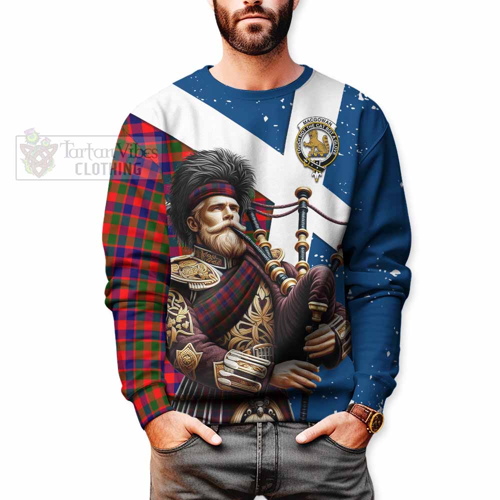 MacGowan (McGowan) Tartan Sweatshirt with Family Crest Scottish Bagpiper Vibes - Tartan Vibes Clothing