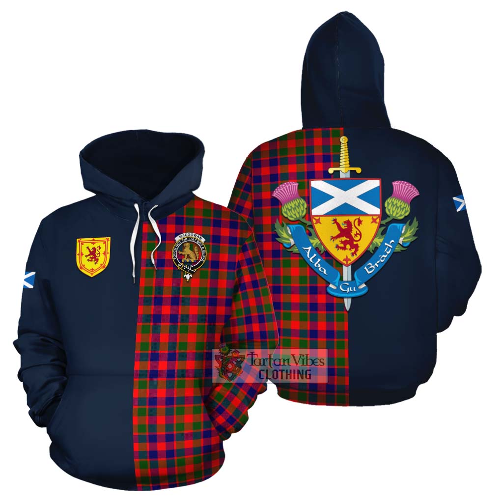 MacGowan (McGowan) Tartan Cotton Hoodie Alba with Scottish Lion Royal Arm Half Style Zip Hoodie - Tartan Vibes Clothing
