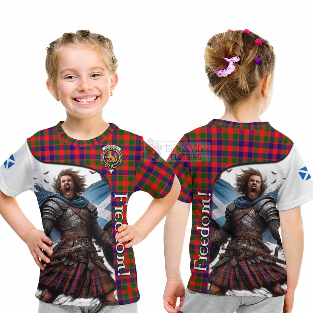 MacGowan (McGowan) Crest Tartan Kid T-Shirt Inspired by the Freedom of Scottish Warrior - Tartan Vibes Clothing