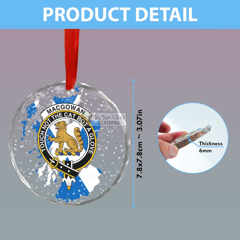 Tartan Vibes Clothing MacGowan (McGowan) Clan Crest Christmas Glass Ornament with Scotland Map
