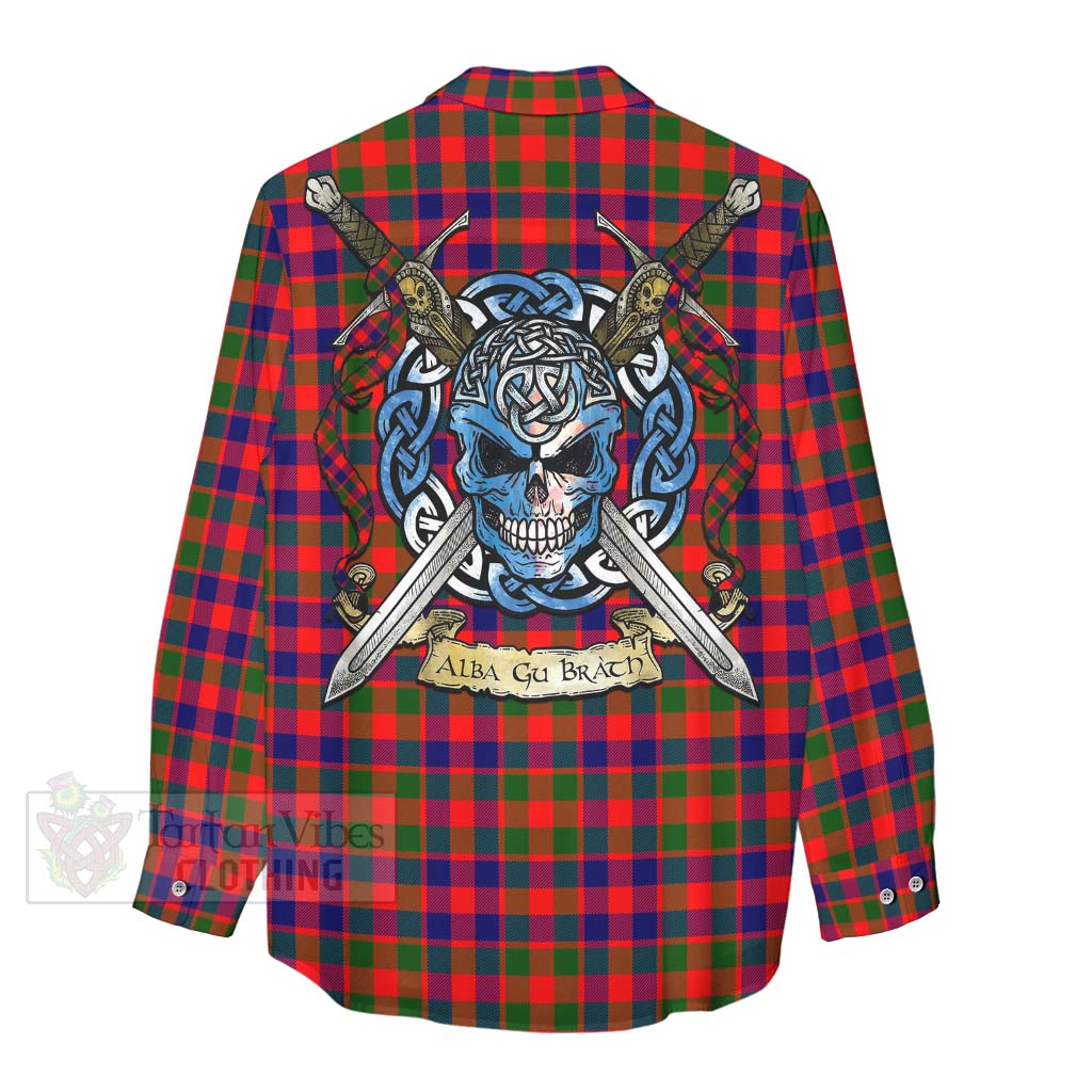 MacGowan (McGowan) Tartan Women's Casual Shirt with Family Crest Celtic Skull Style - Tartan Vibes Clothing
