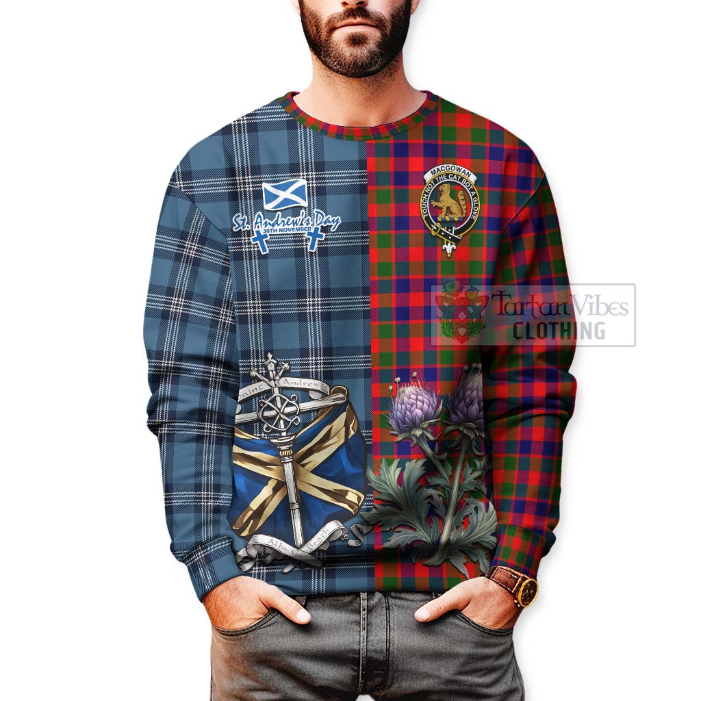 MacGowan (McGowan) Tartan Sweatshirt Happy St. Andrew's Day Half Tartan Style - Tartan Vibes Clothing