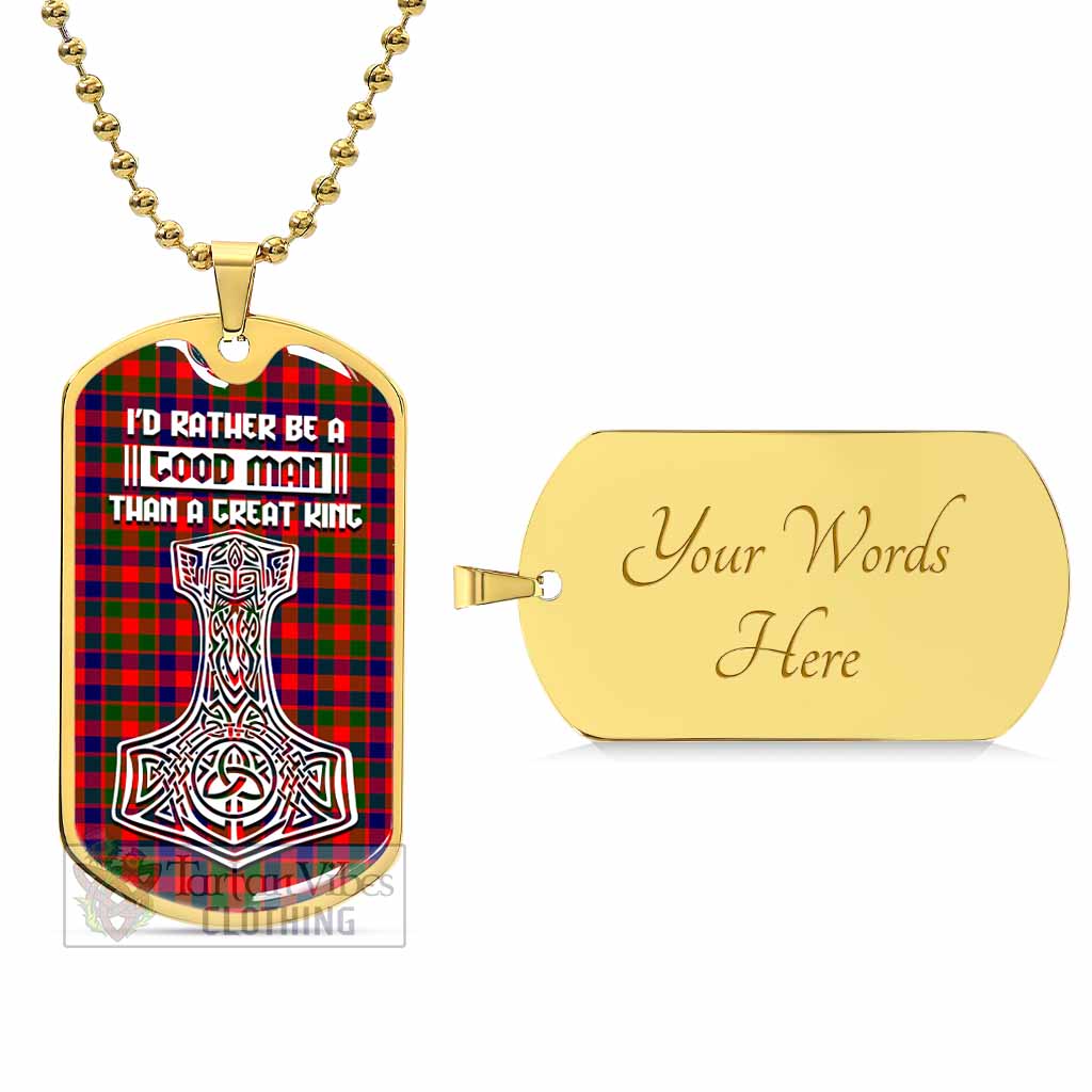 MacGowan (McGowan) Tartan Dog Tag Necklace Viking Mjolnir Style Gold Yes - Tartan Vibes Clothing