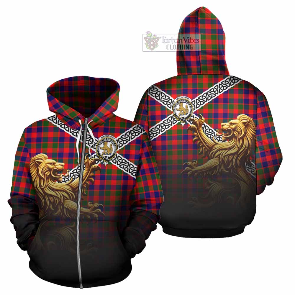 MacGowan (McGowan) Crest Tartan Hoodie with Golden Lion Emblem Celtic Style Zip Hoodie - Tartan Vibes Clothing