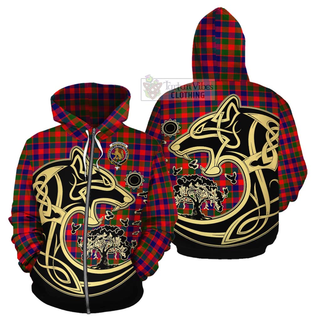 MacGowan (McGowan) Tartan Cotton Hoodie with Family Crest Celtic Wolf Style - Tartan Vibes Clothing