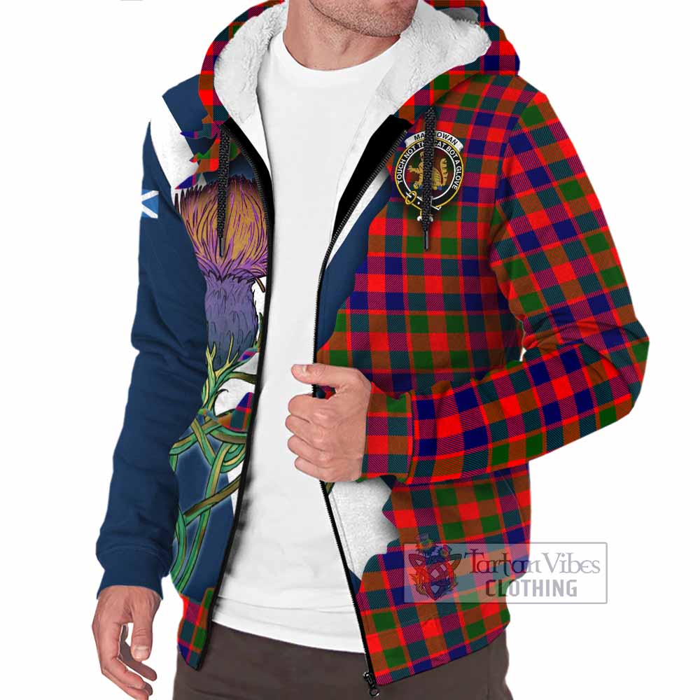 Tartan Vibes Clothing MacGowan (McGowan) Tartan Family Crest Sherpa Hoodie Scottish Thistle Celtic Inspired